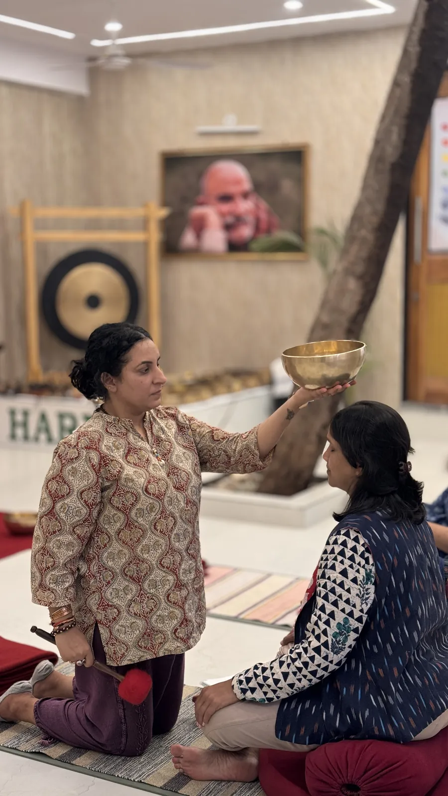 Reiki healing demonstration at Haritha