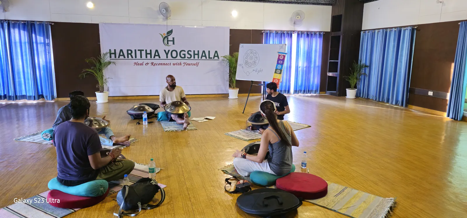 Crystal healing practice at the school