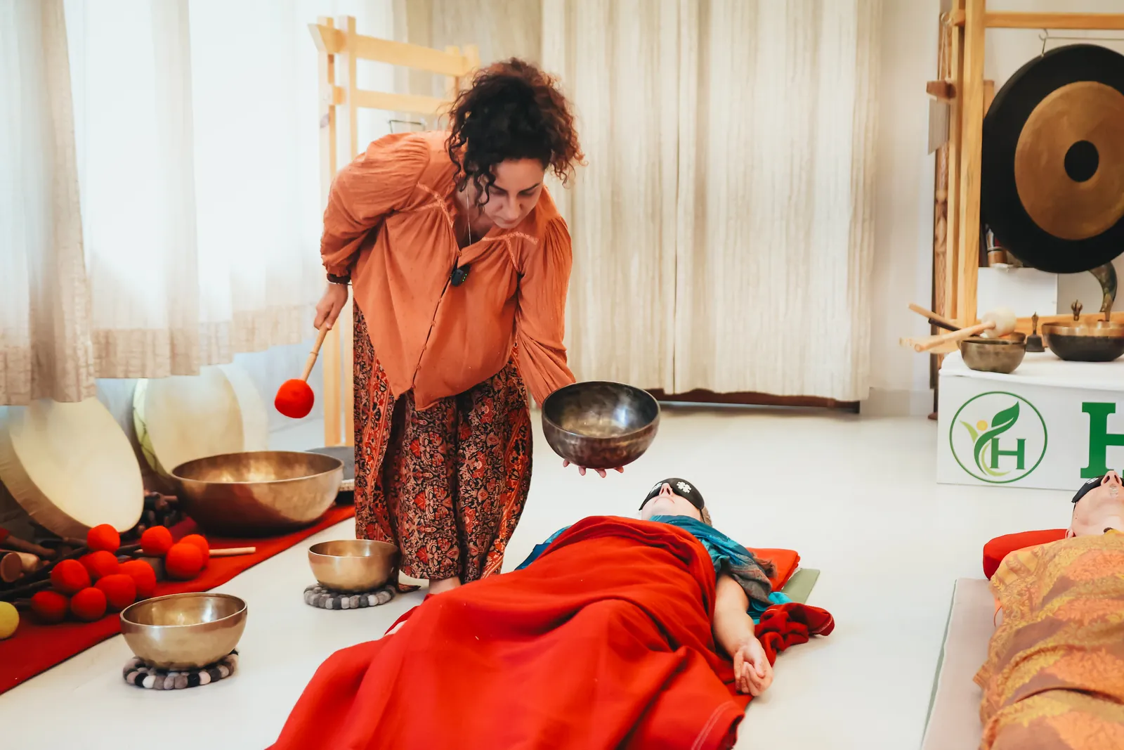 Reiki healing demonstration at Haritha